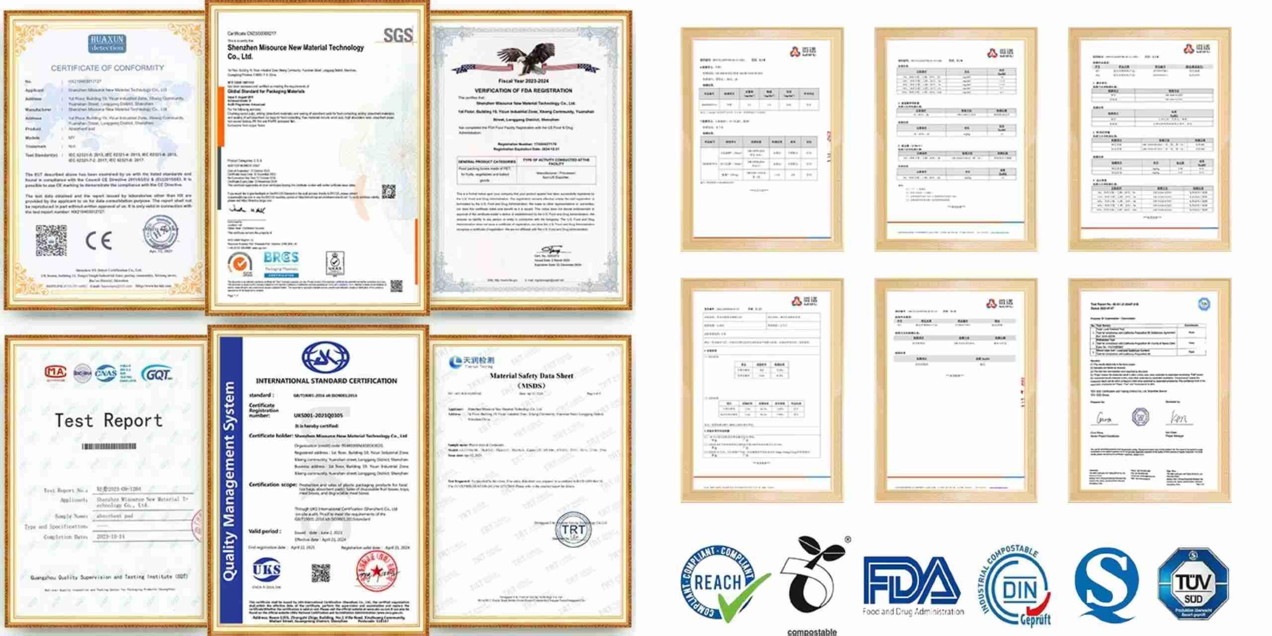 FDA, CE, SGS, FSC certificates