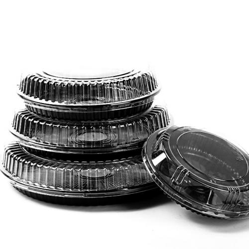 صينية سوشي بلاستيكية للوجبات السريعة، صينية دائرية مخصصة للاستخدام مرة واحدة، صينية دائرية للوجبات السريعة، حاوية تغليف، صواني صندوق سوشي مع غطاء